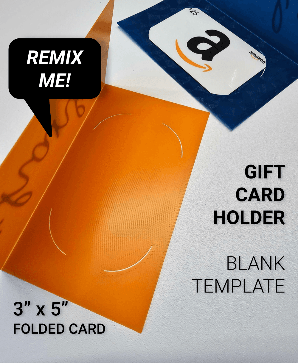 REMIX ME - Blank Folded Gift Card Holder | 3"x5" Greeting Card | Gift Card Inserts 3d model