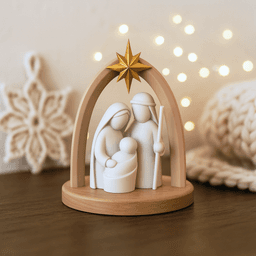 Modern Nativity Scene | Holy Family Christmas Decor | Minimal Creche with Star 3d model