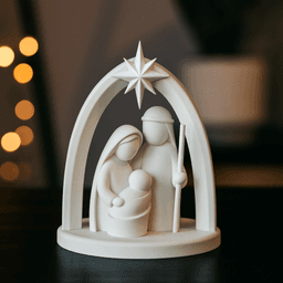 Modern Nativity Scene | Holy Family Christmas Decor | Minimal Creche with Star 3d model