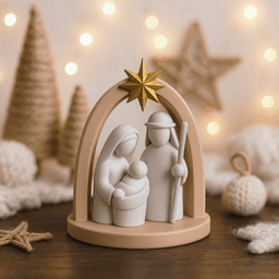 Modern Nativity Scene | Holy Family Christmas Decor | Minimal Creche with Star 3d model