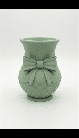 Bow Vase – Quilted Coquette Planter Pot – Elegant Ribbon Home Decor 3d model