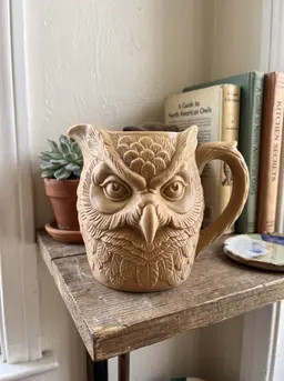 Detailed Owl Pitcher – Decorative Mug & Planter Vase 3d model