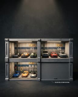 Modular 1/64 Garage Display System with Sliding Doors – LED Ready Diecast Diorama STL 3d model
