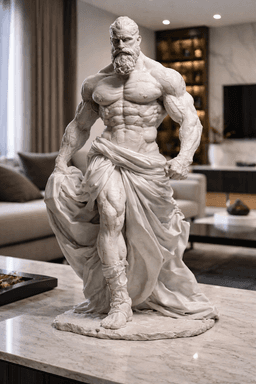 Ancient Titan Warlord Statue STL – Battle Damaged Warrior Sculpture for 3D Printing 3d model