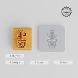 Cactus Stamp Tile Set, 5 Motif Sizes 20-40mm, Perfect for Clay, Cookies & Fondant, Desert Plant Decoration, Boho Theme Design PRODUCT_3759 3d model