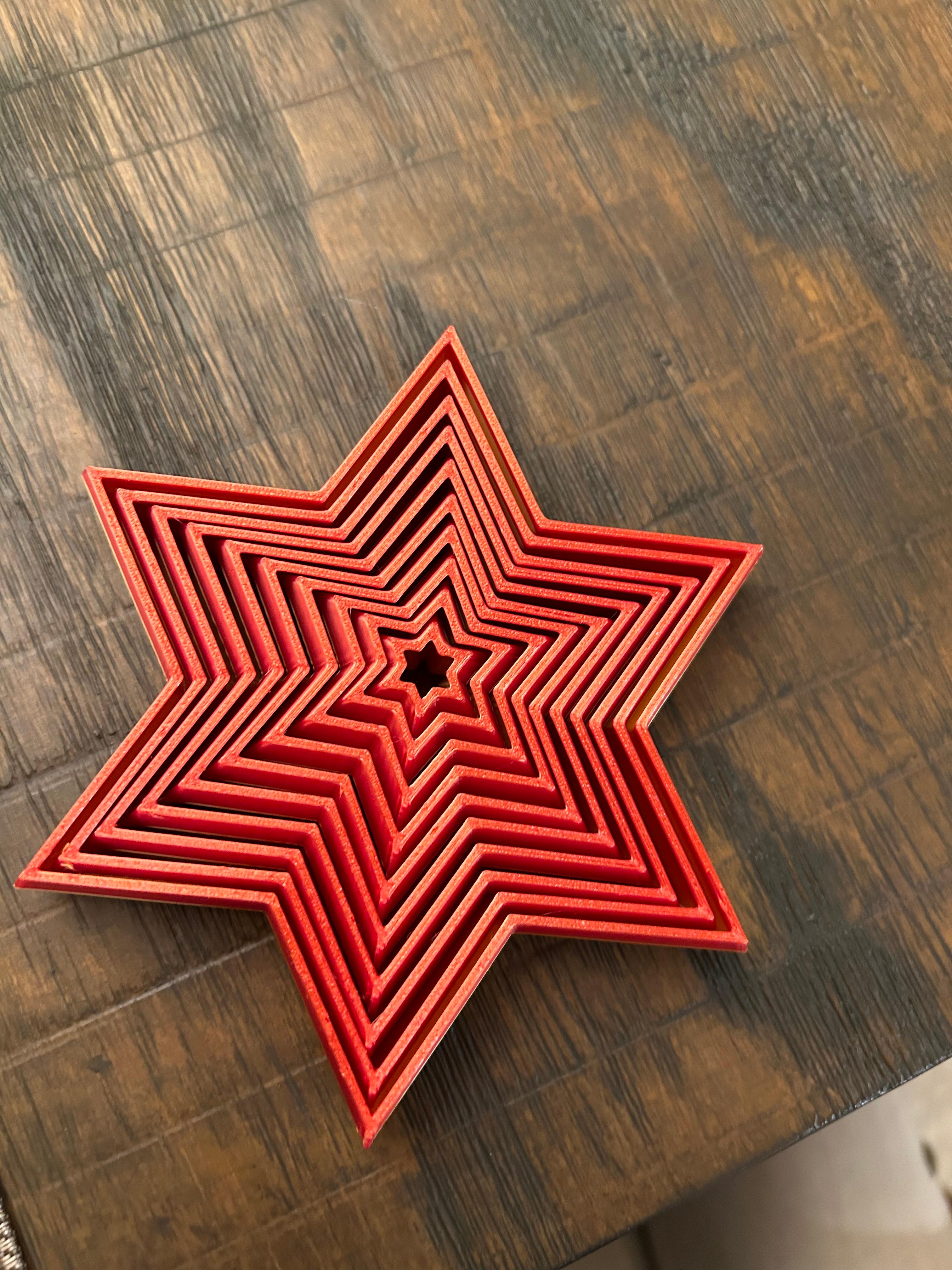 print in place 6 pointed collapsing star 3d model