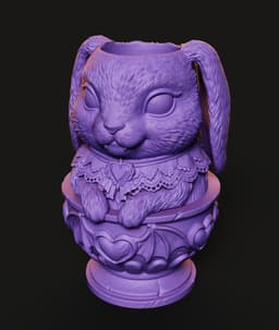 Vampire Bunny Cup STL | Gothic Decor 3D Print | Dark Cute 3d model