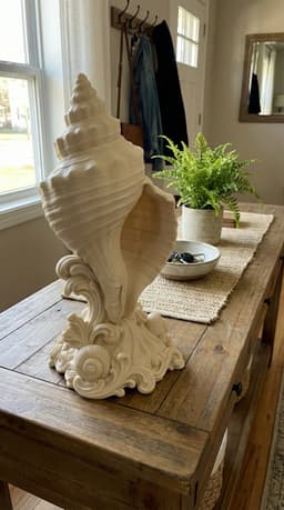 Ornate Conch Shell Sculpture - Coastal Surrealism Home Decor STL 3d model