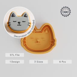 Neutral Face Cookie Cutter & Stamp, Serene Expression Shapes, Nature Feeling Design, 3 Sizes, 6 Piece Set PRODUCT_842 3d model