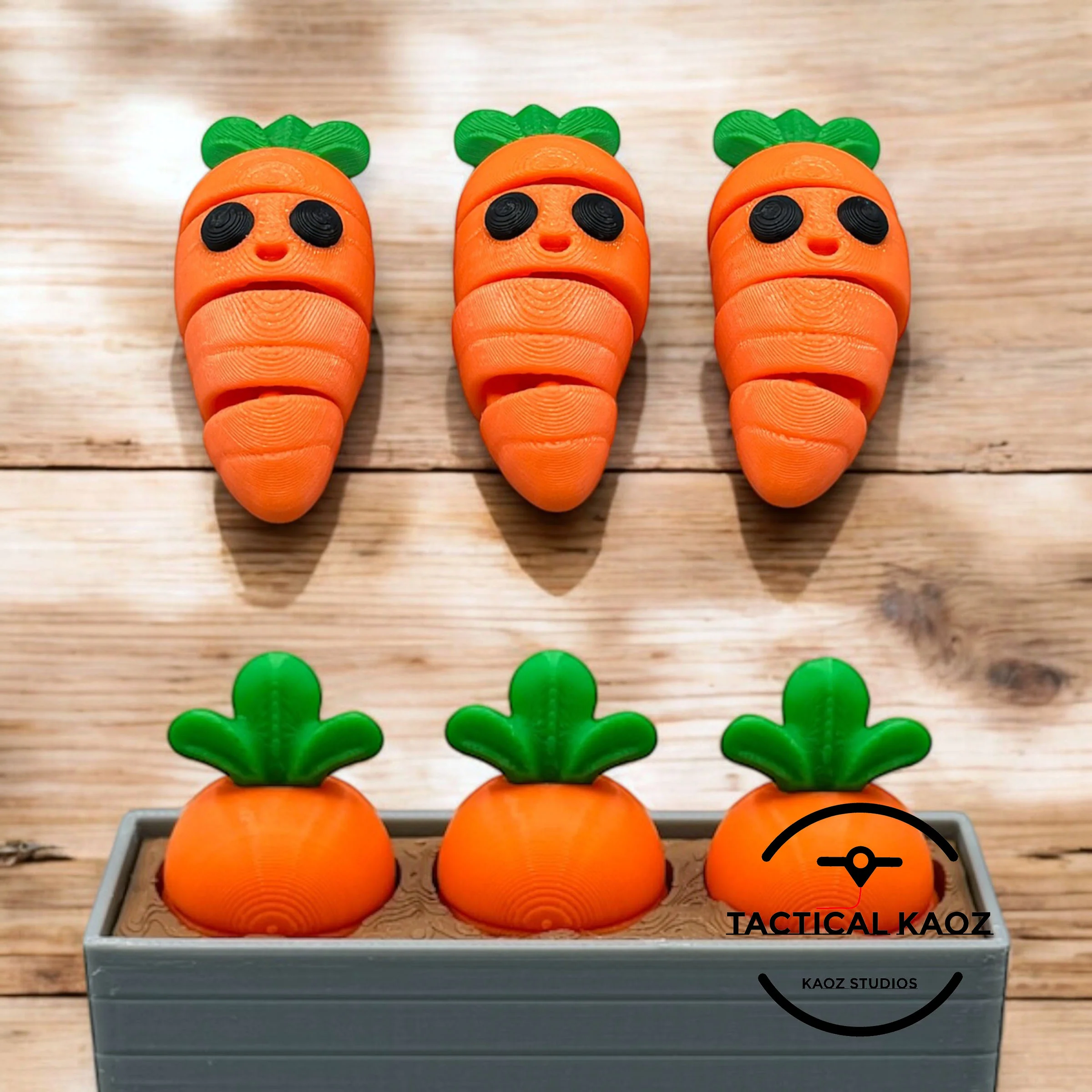 Wiggly Carrot Crew β Articulating Fun in the Garden! Flexy - Keychain 3d model
