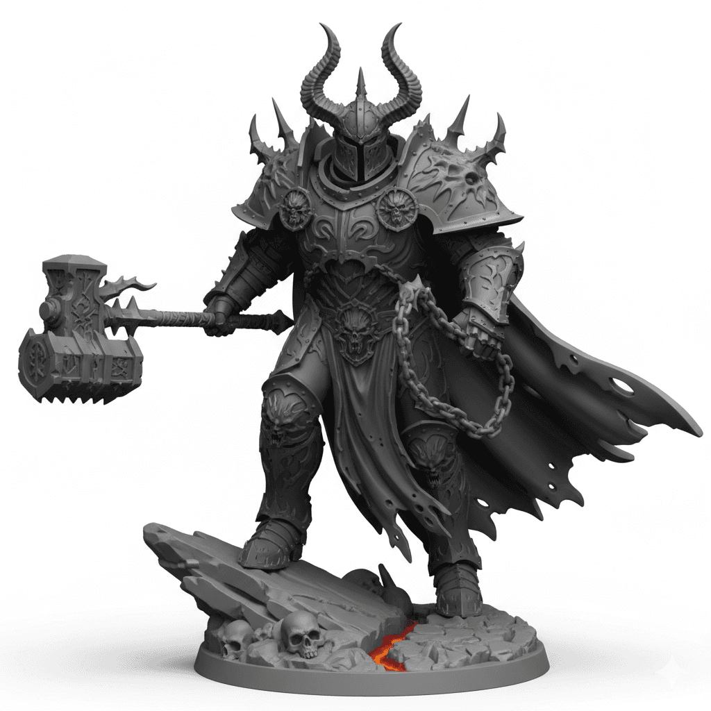 Chaos Knight Horned Helmet High Quality STL 3d model