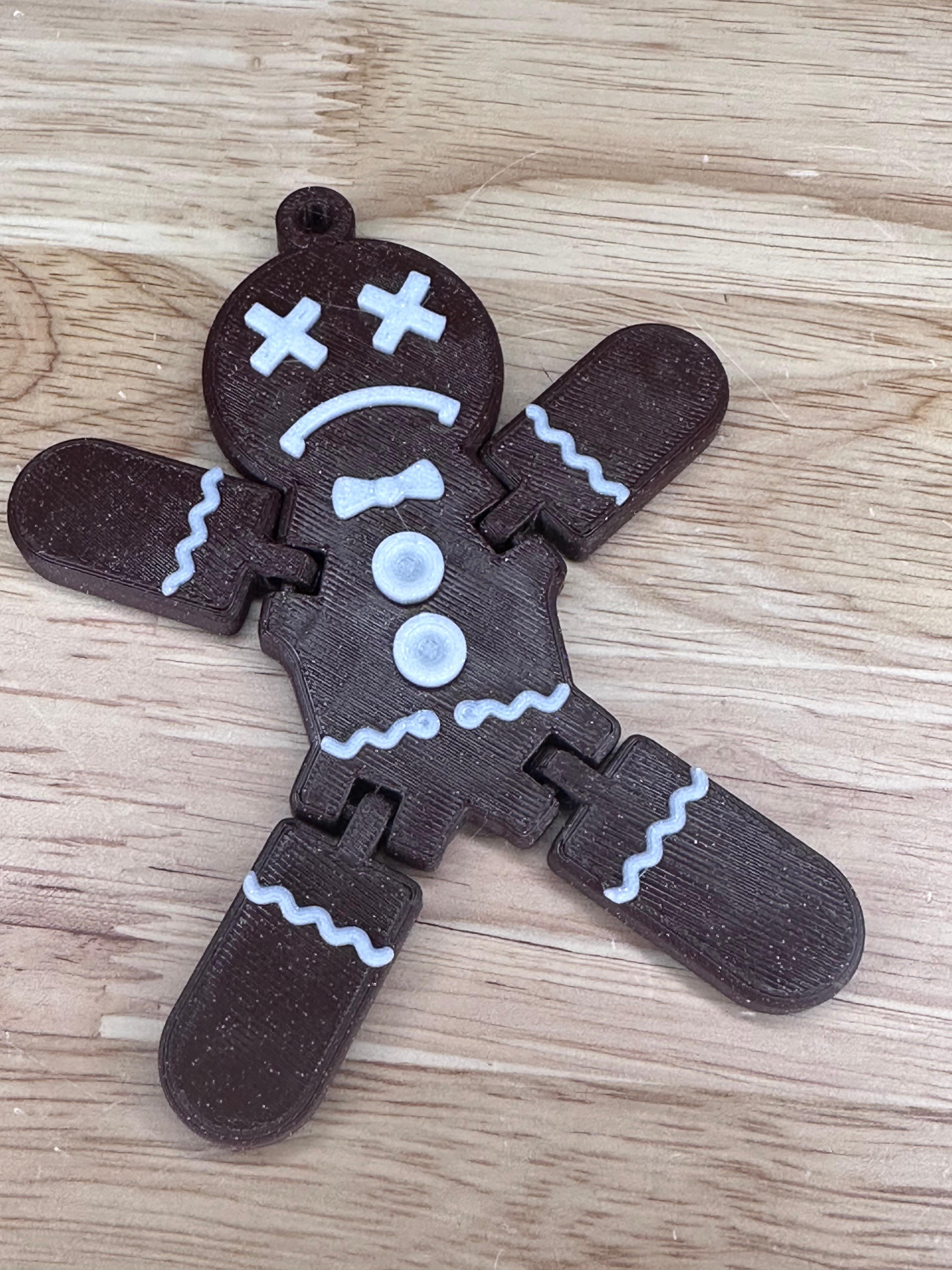 ARTICULATED GINGERBREAD MAN, PRINT IN PLACE, POSABLE, "DEAD GINGER" 3d model