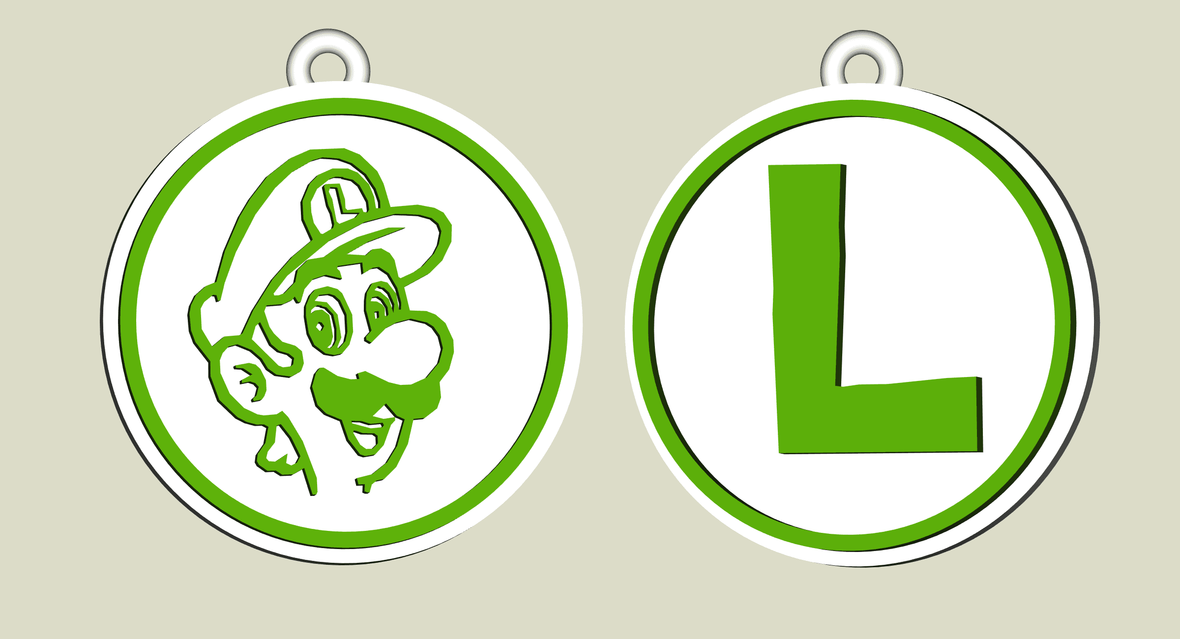Luigi Super Mario earring, key chain, dogtag, jewlery 3d model