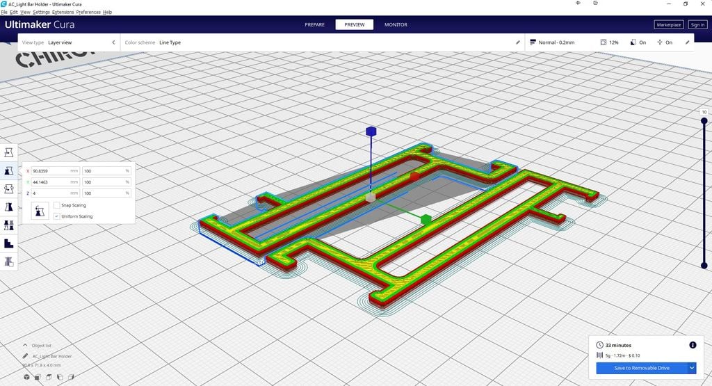 Anycubic Chiron LED Light Bar Holder 3d model