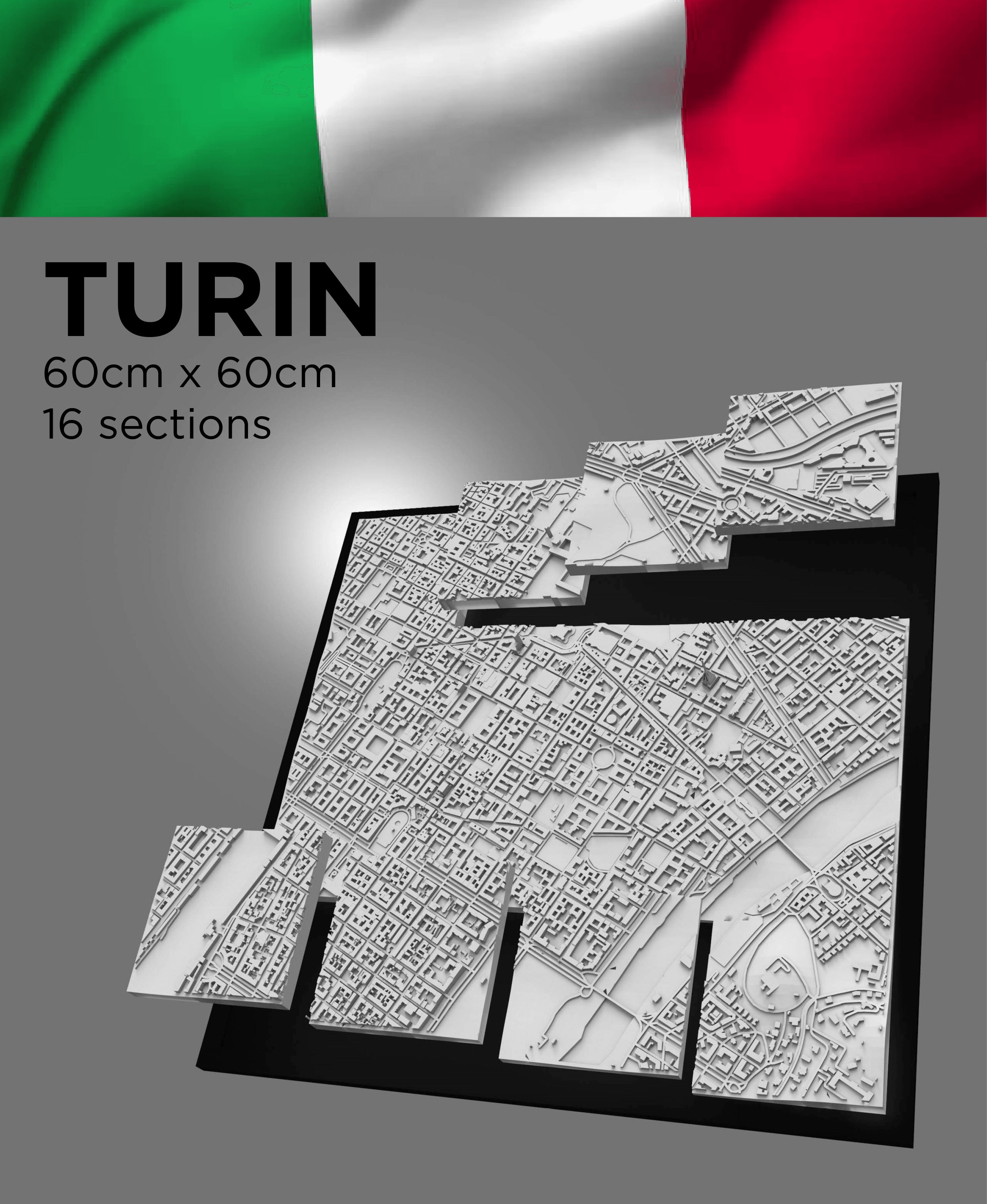 TURIN, Skyline 3d map 3d model