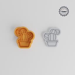 Bunny Ear Cactus Shape Cutter & Stamp Set, Cookie & Fondant Tool, Prickly Plant Design, 3 Sizes S/M/L, 6-Piece Collection PRODUCT_346 3d model