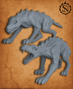 Ash & Cinder Undead Dogs - DnD Miniature for 5e RPG and Tabletop Wargames inspired 3d model