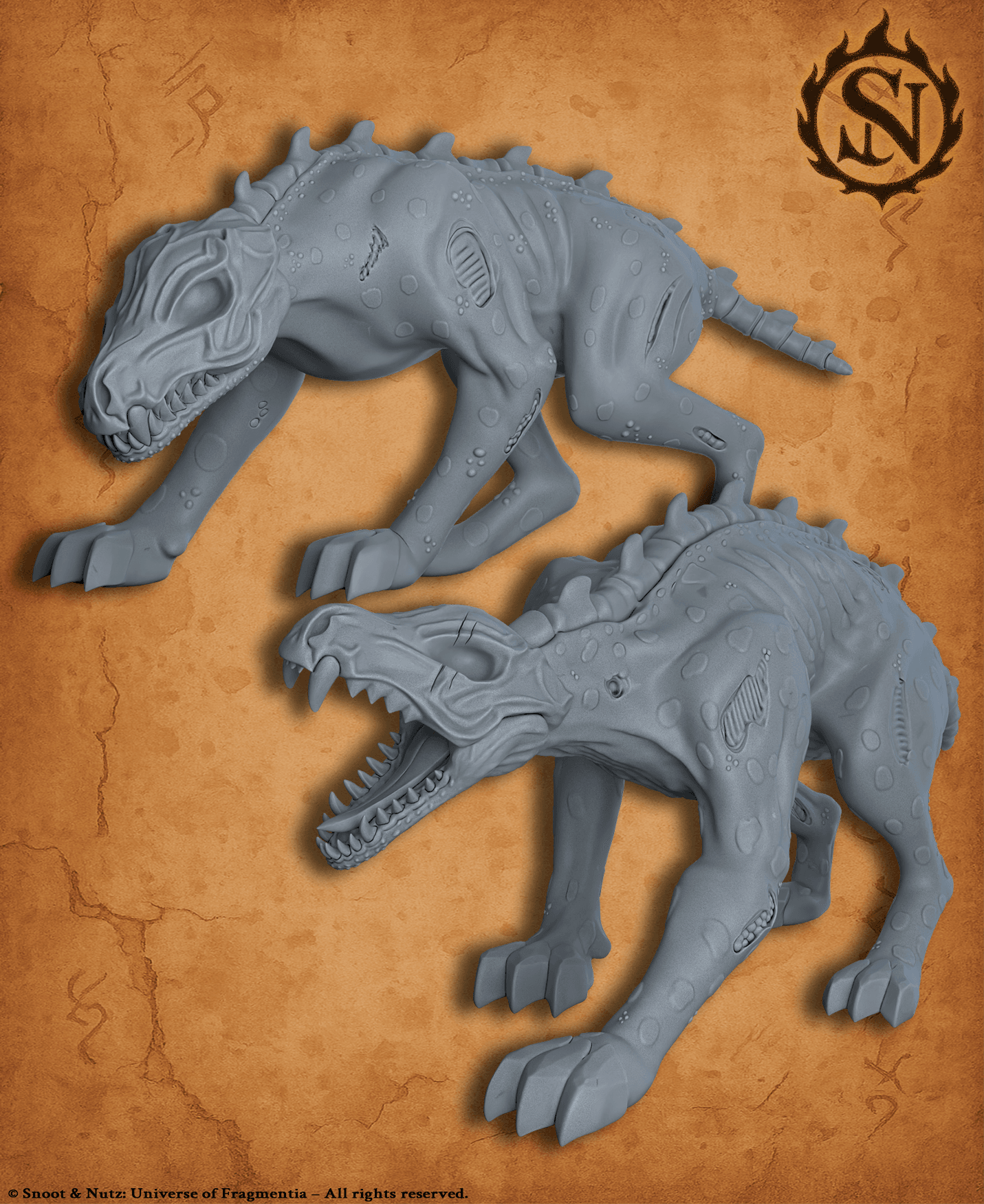 Ash & Cinder Undead Dogs - DnD Miniature for 5e RPG and Tabletop Wargames inspired 3d model