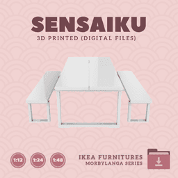 Miniature Replica 05. MORBYLANGA Table 86 In and Benches for Miniature Dollhouse - IKEA - 3D Print I 3d model