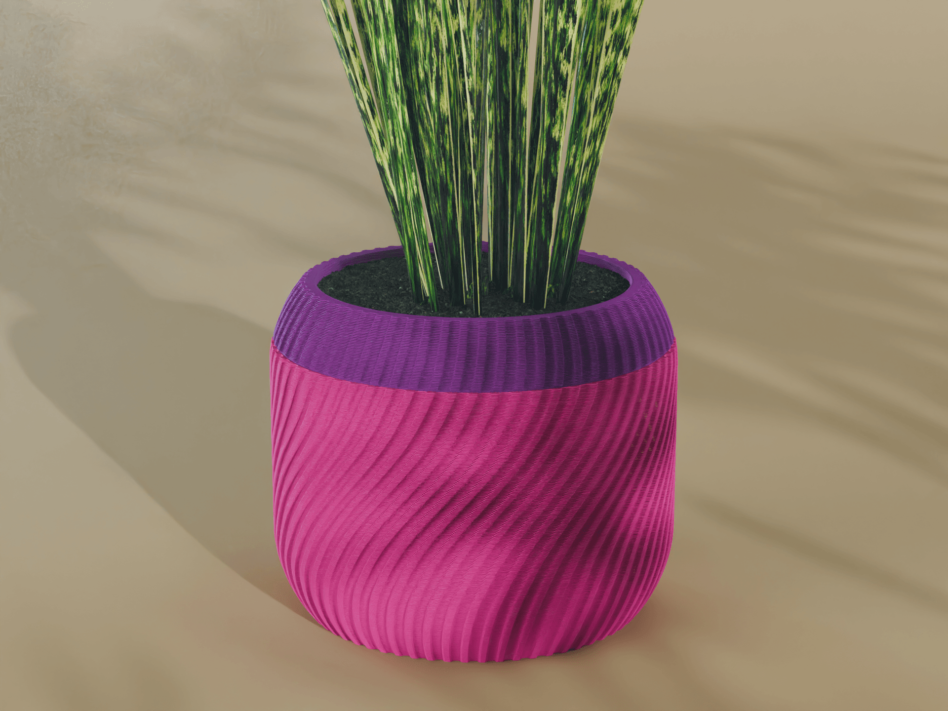 Sei Planter Pot, Striped Bezier | Small, Medium, Large | Self Watering and Drip Tray 3d model