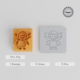 Fairy Stamp Tile Bundle, 5 Motif Sizes, Perfect for Clay, Cookies & Fondant, Halloween & Fantasy Character Decor PRODUCT_5664 3d model