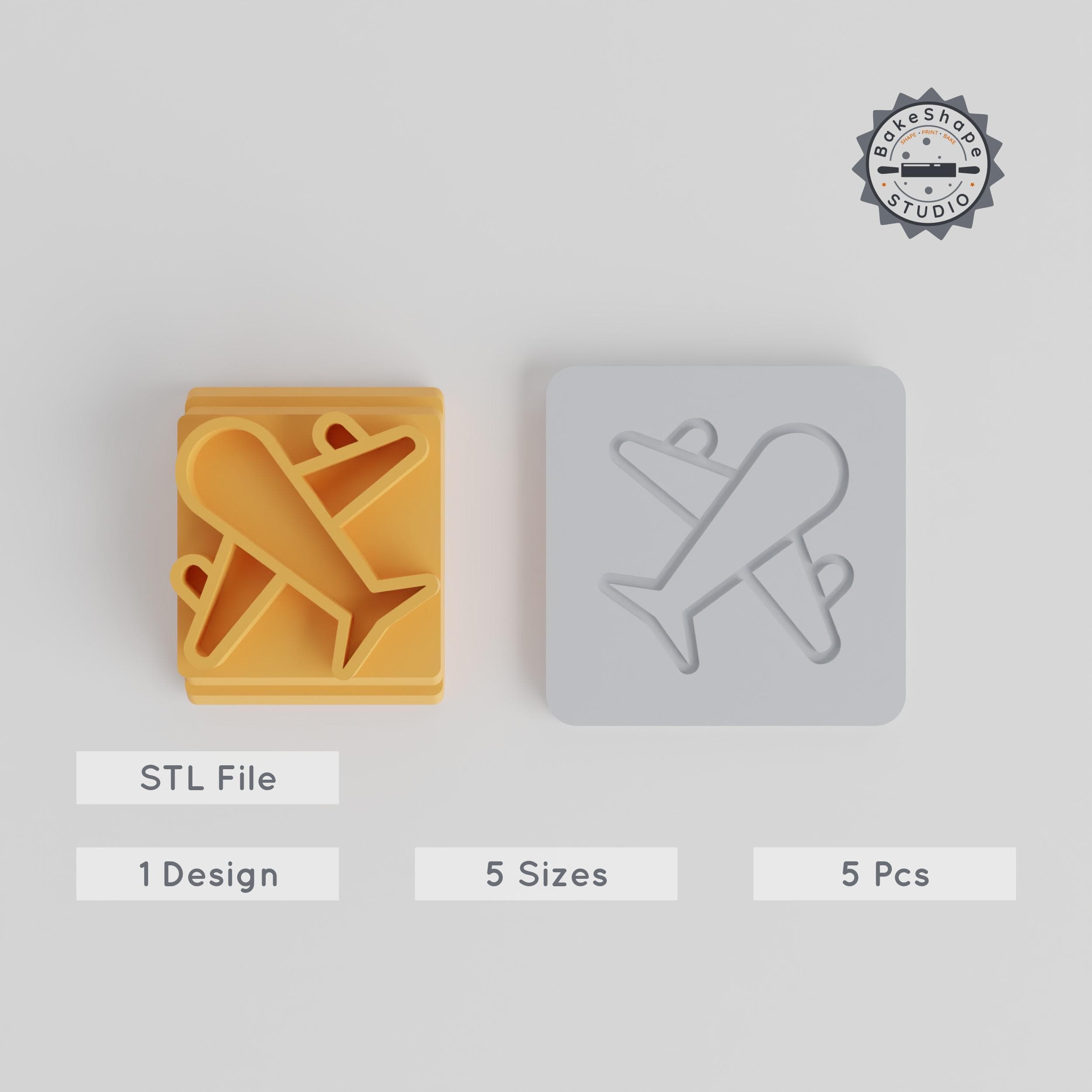 Airplane Stamp Tile Set, 5 Motif Sizes (20-40mm), Perfect for Clay, Cookies & Fondant, Air Transport & Flying Machine 3D Print Bundle PRODUCT_4539 3d model