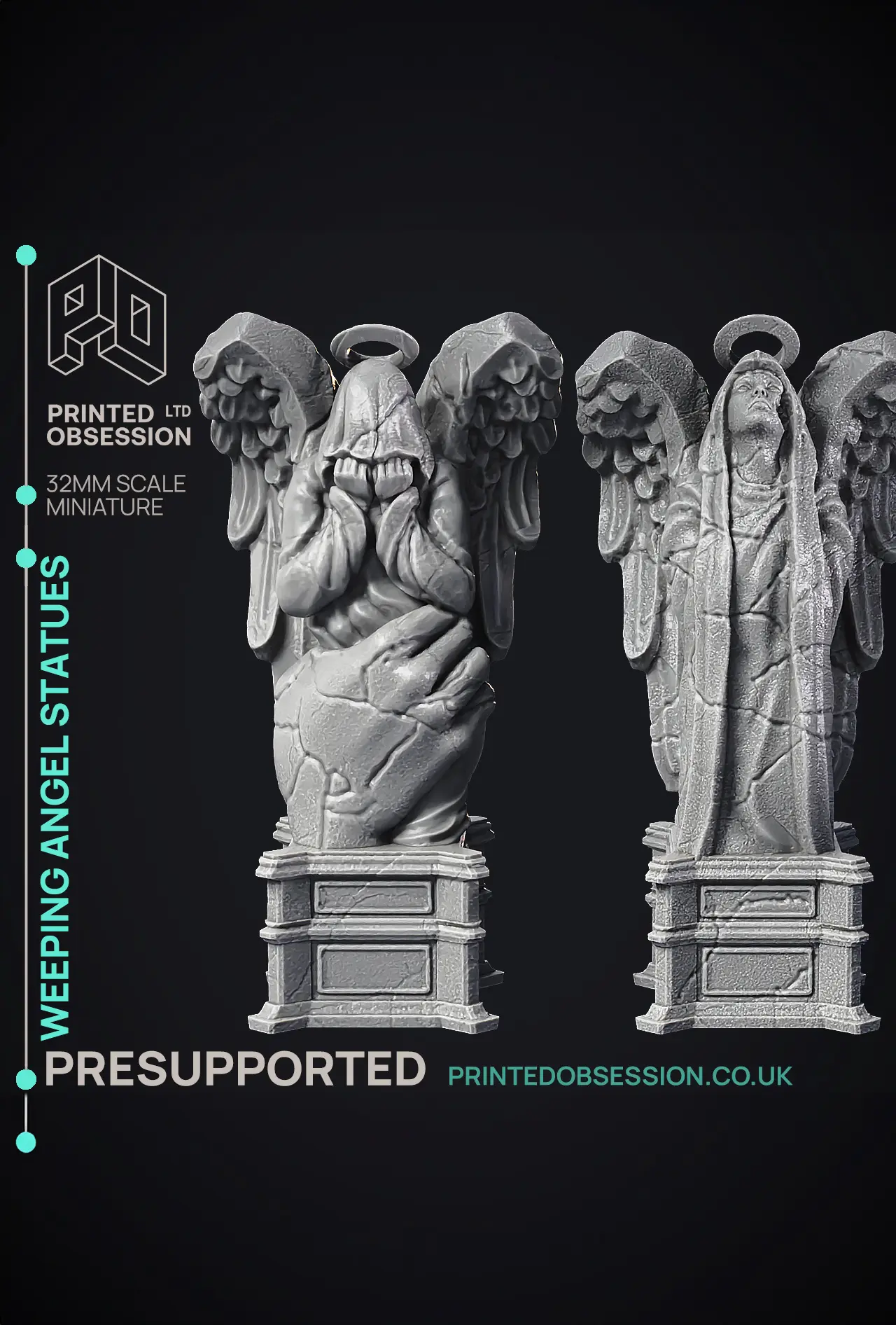 Weeping Angel Statues - Scenery - PRESUPPORTED - heaven hath no fury - 32 mm scale 3d model