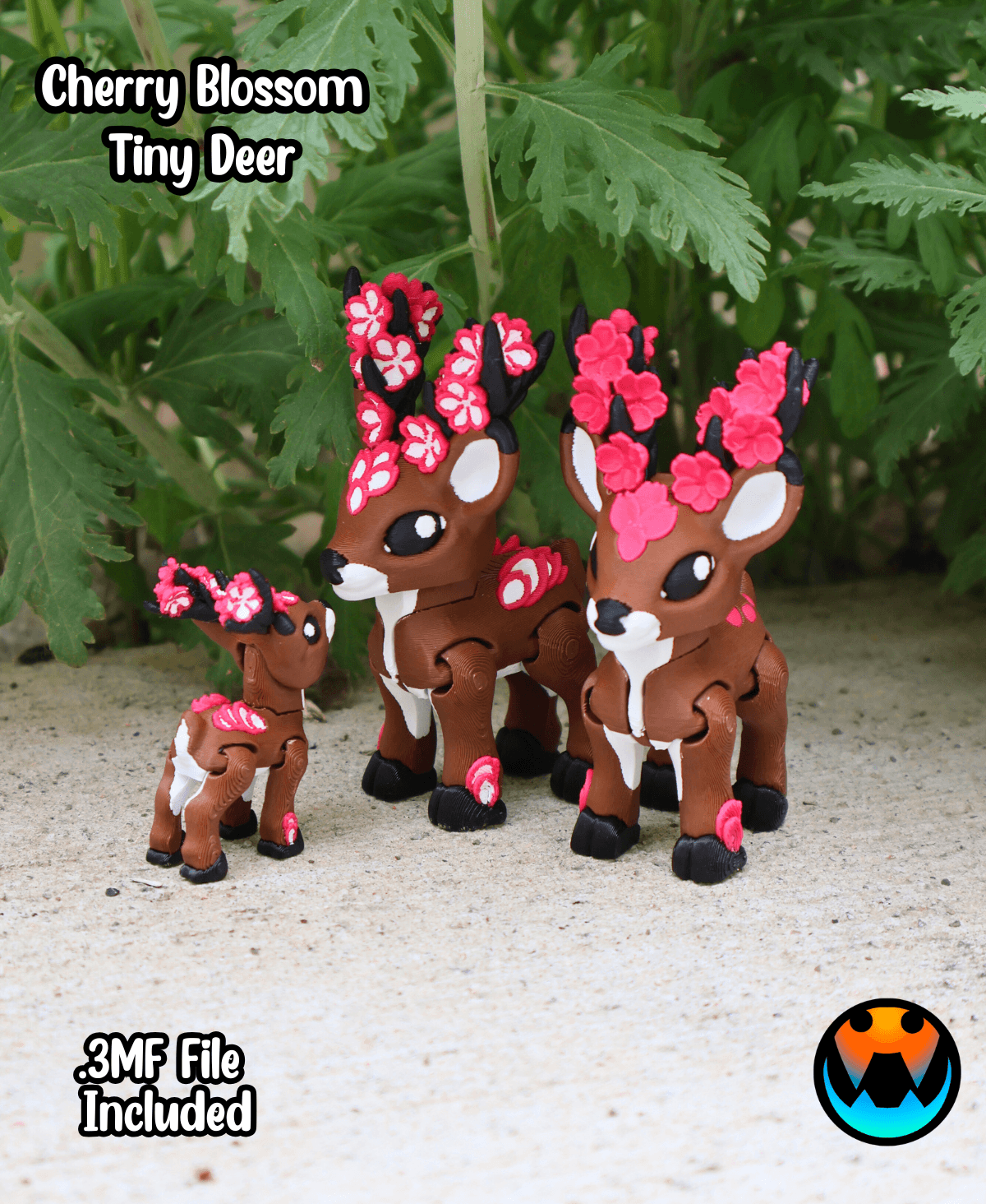 Cherry Blossom Tiny Deer 3d model