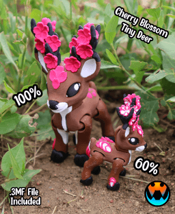Cherry Blossom Tiny Deer 3d model