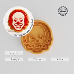 Scary Clown Cookie Cutter & Stamp Set, 6-Piece, Halloween Horror Design, S/M/L Sizes, Perfect for Fondant & Baked Goods PRODUCT_972 3d model