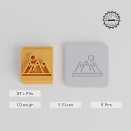 Mountain Stamp Tile Set, 5 Sizes, Perfect for Clay, Cookies & Fondant, Elevate Your Dessert and Craft Designs PRODUCT_5528 3d model
