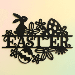 happy easter sign wall art bunny rabbit home decor 3d model