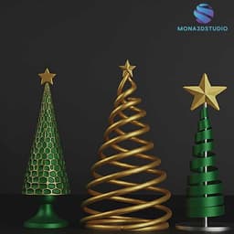Modern Christmas Trees Set – 3D Printable Holiday Decorations 3d model
