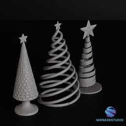Modern Christmas Trees Set – 3D Printable Holiday Decorations 3d model