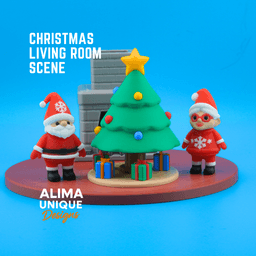 Living Room Christmas Scene 3d model