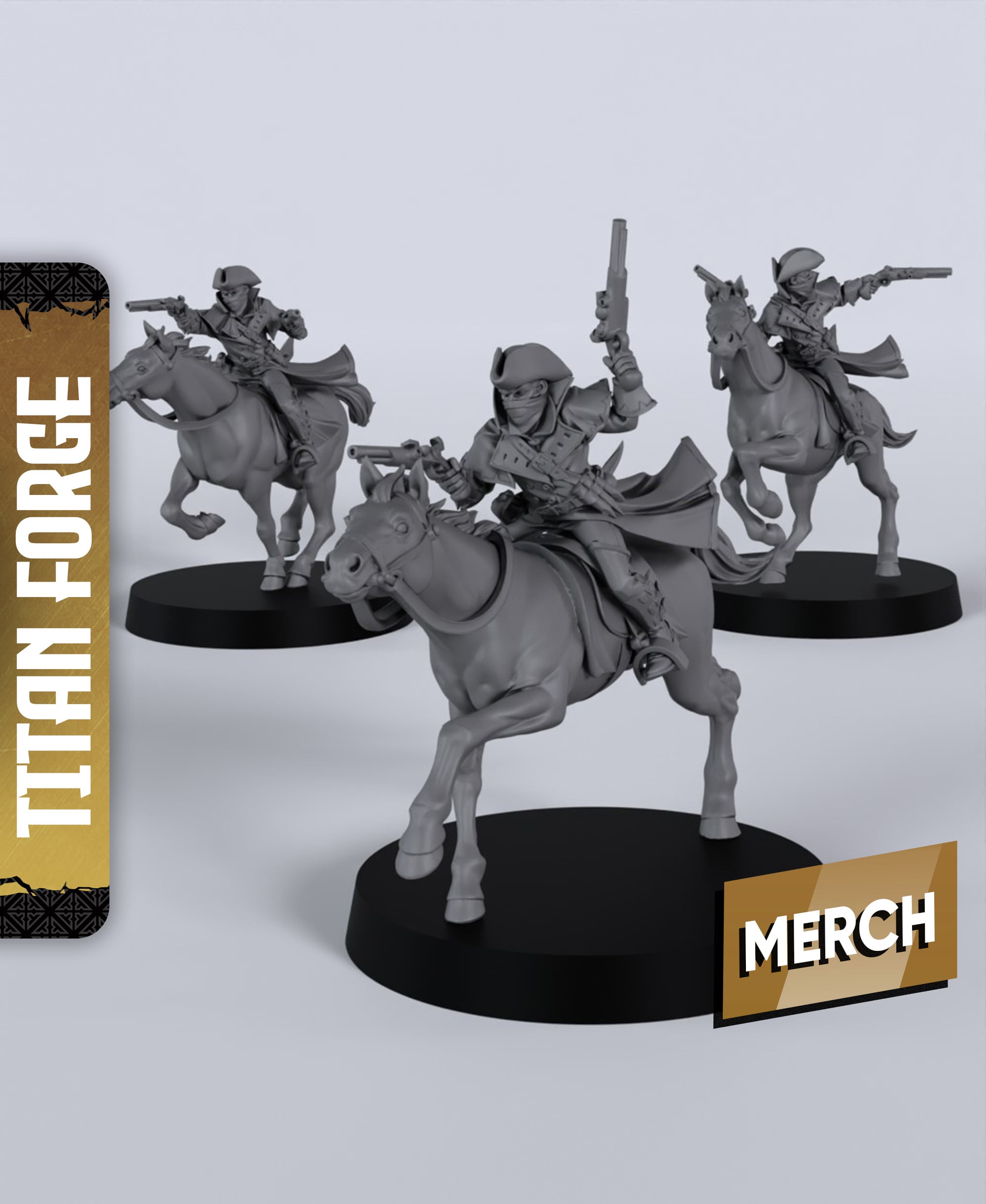 Mounted Highwaymen - With Free Dragon - 5e DnD Inspired for RPG and Wargamers 3d model