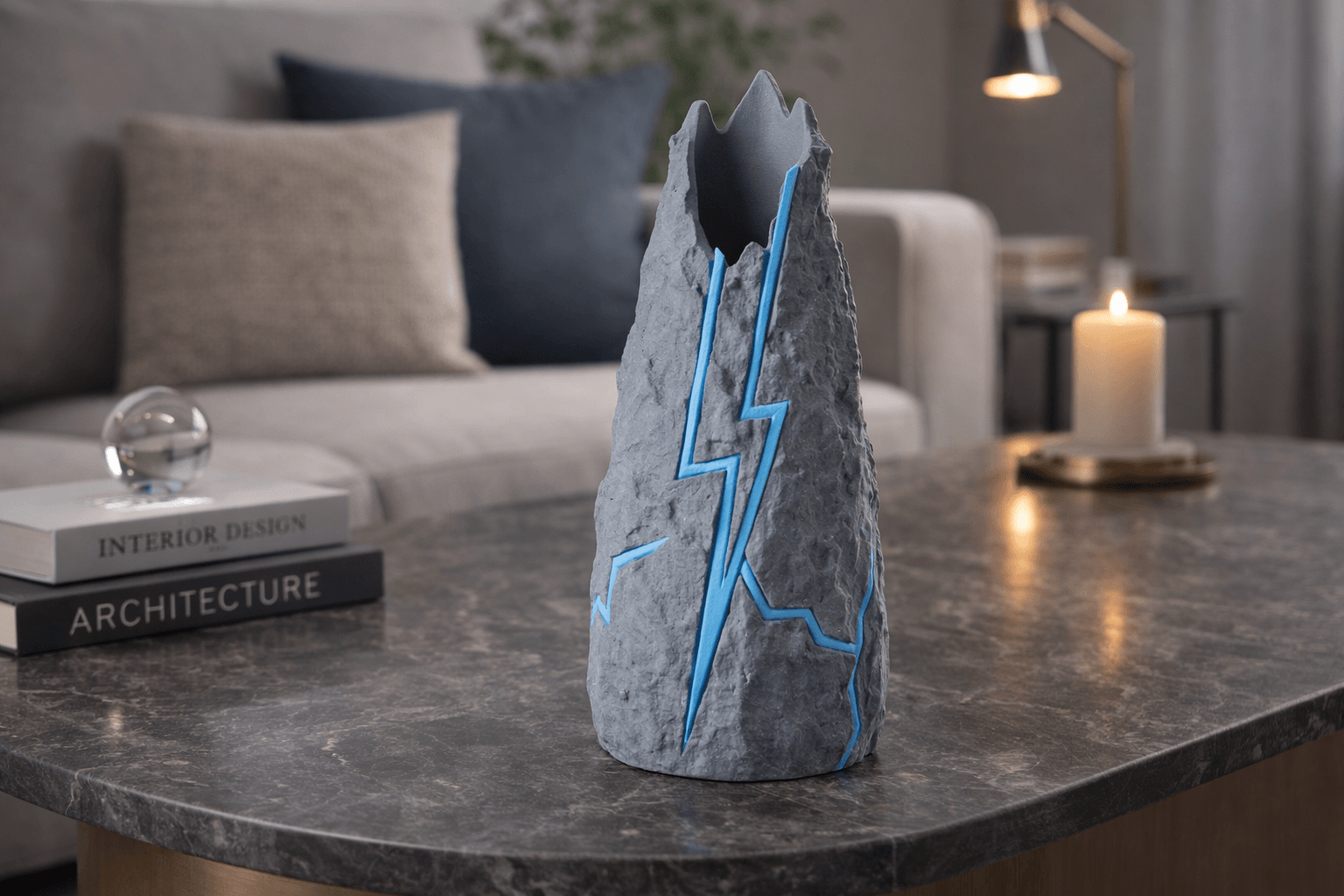 Lightning Rock Vase - Stylish Fantasy Decor 3d model