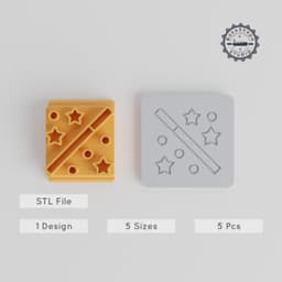 Halloween Magic Wand Stamp Tile, 5 Size Set, Perfect for Clay, Cookies & Fondant PRODUCT_4224 3d model