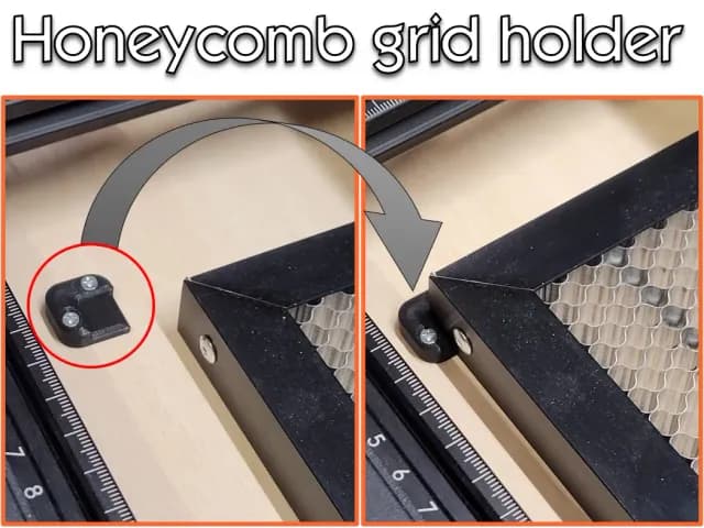 Honeycomb grid corner holder - Laser cutter accessory 3d model