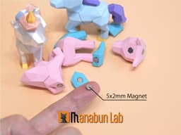 Low Poly Baby Unicorn Magnet Puzzle (No supports, no AMS) 3d model