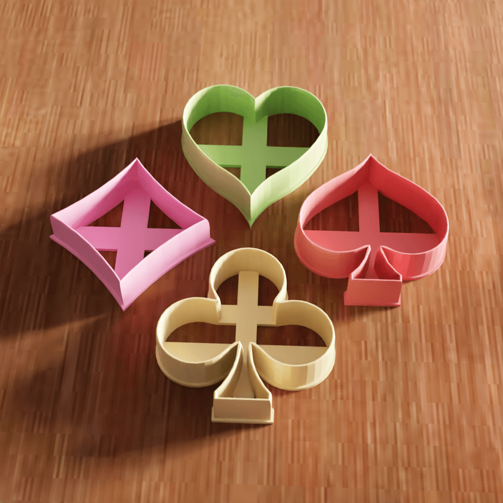 Playing Card Suits Cookie Cutter Stamp Bundle 3d model