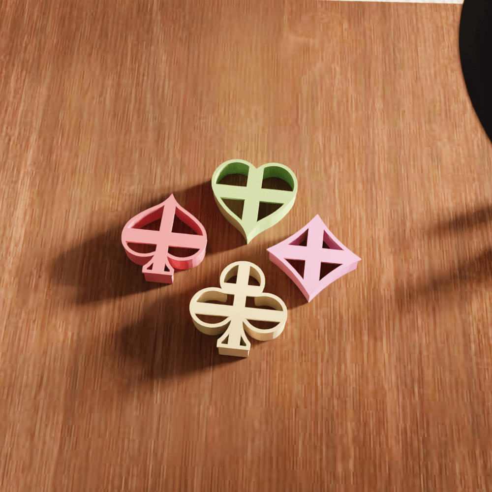 Playing Card Suits Cookie Cutter Stamp Bundle 3d model