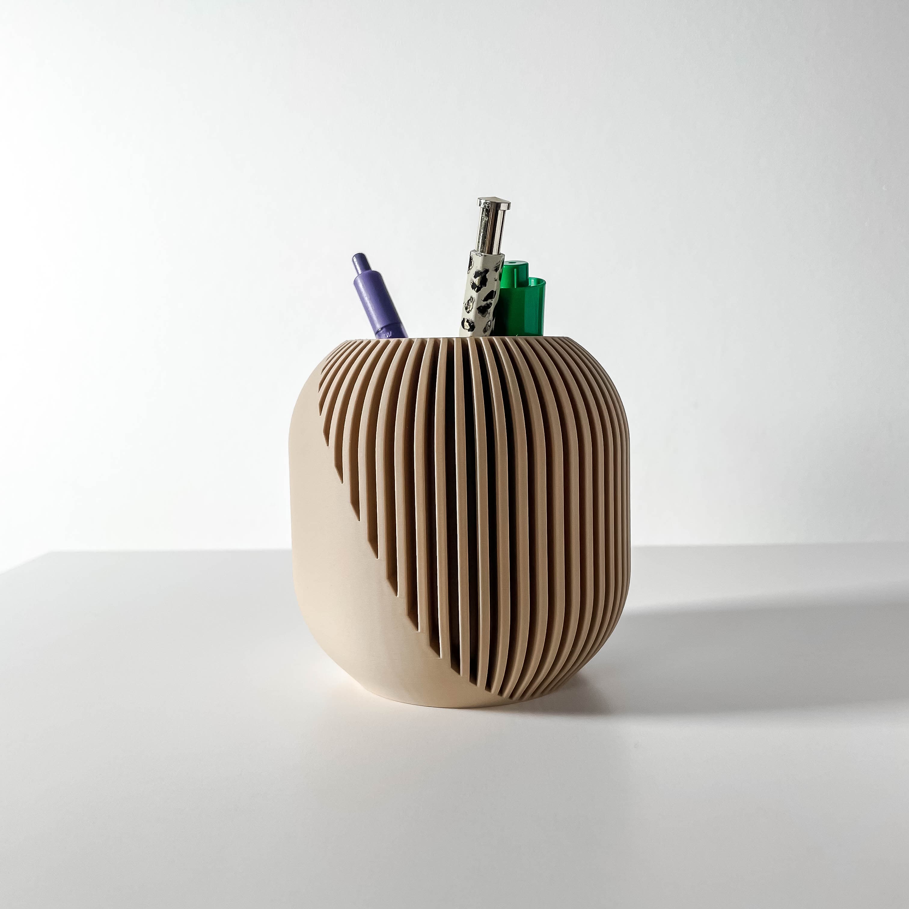 The Olas Pen Holder | Desk Organizer and Pencil Cup Holder | Modern Office and Home Decor 3d model