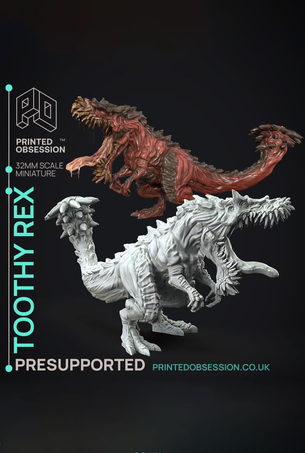 Toothy Rex - Hunting Party - PRESUPPORTED - Illustrated and Stats - 32mm scale 3d model