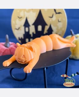 Flexi Pumpkin cat (Print-in-place) 3d model