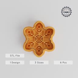 Snowflake Cookie Cutter & Stamp Set, Winter Crystal Design, Cold Shape, Fondant & Cookie Baking Tool, 3 Sizes, Snow Pattern Baking Pack PRODUCT_5409 3d model