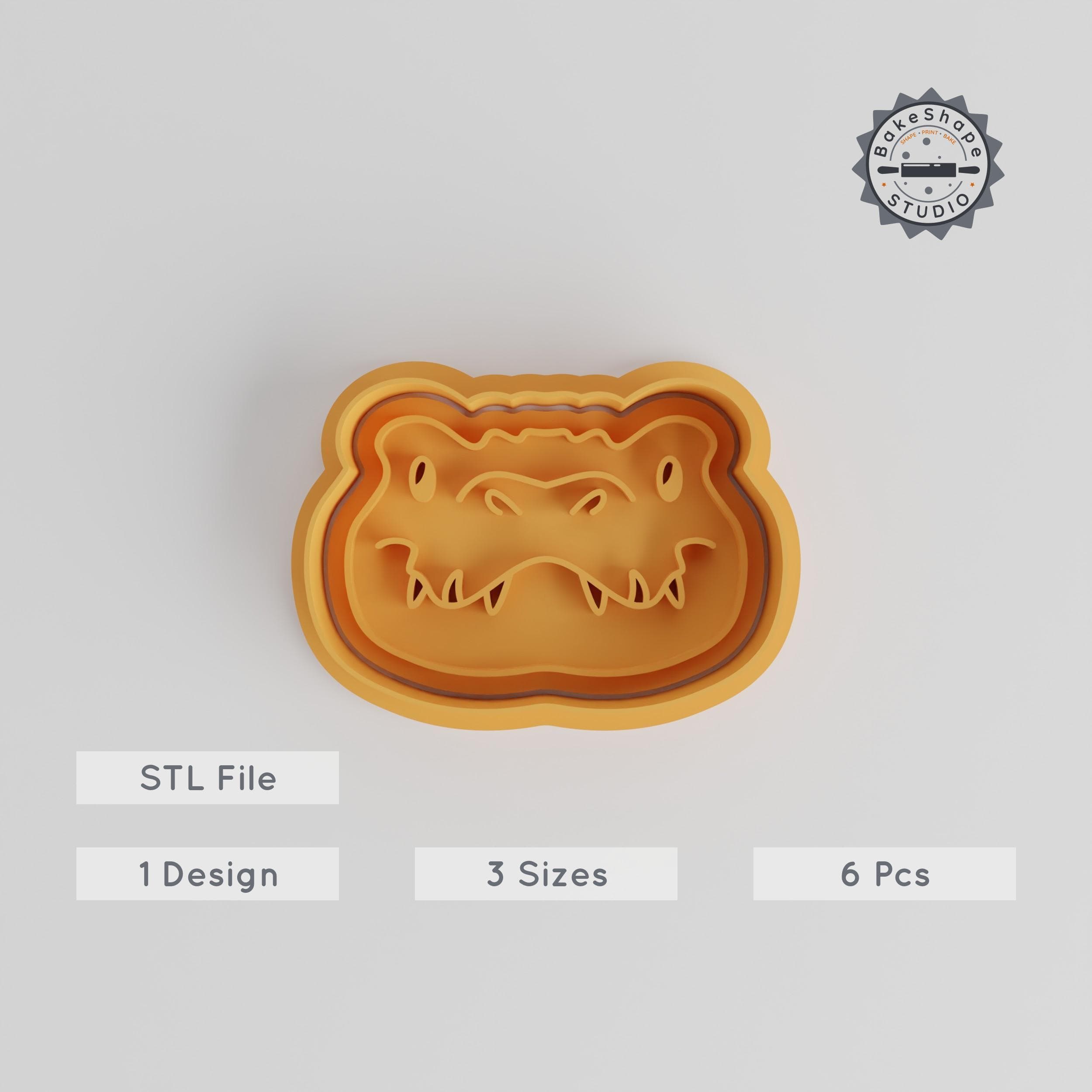 Crocodile Cookie & Fondant Shape Cutter, Stamp Set, Animal Theme, 3 Sizes in 6 Pieces, Perfect for Reptile Decor PRODUCT_5550 3d model