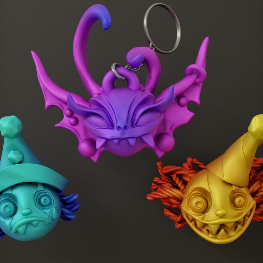 Fairy and Clown Magnet and Keychain Bonus Set 3d model