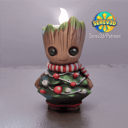 Groot Christmas Tree - Candle Holder Decor - 3D Print STL/3MF 3d model