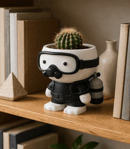 Little Scuba Diver Planter Succulent Pot 3d model